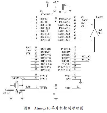 1 信号控制   单片机的pc1 口(23)接7407 同相缓冲器,信号经电流驱动