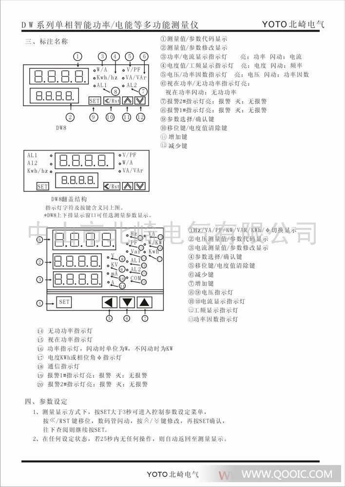 供应YOTO FT-FR1频率表 一、主要特点 1、主要用于测量各种转速表、频率表、线速表 2、计数直观,分辨率高 3、输入信号电平范围3—30V 4、外型尺寸48*96*112 5、供电220V AC 240V DC 6、带有报警功能、带变送输出 二、产品详细说明 三、公司简介 YOTO 中山市北崎电气有限公司,1992年成立于台湾,在国内建立“北崎电气仪表生产厂”和&ld